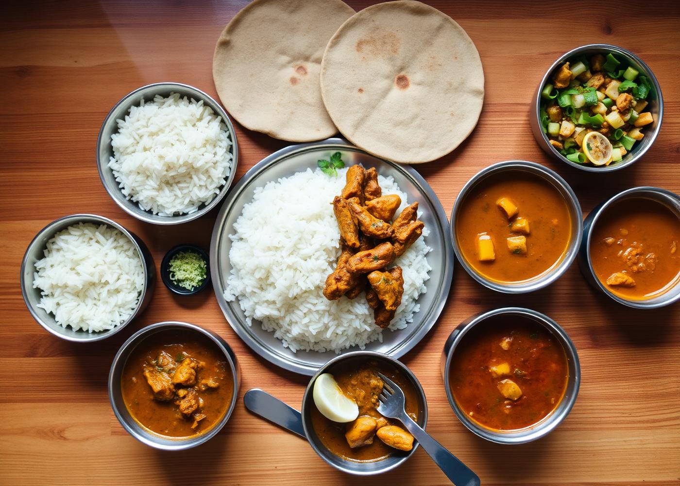 Home cooked Indian thali